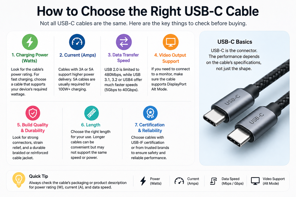 USB-C cable buying guide infographic