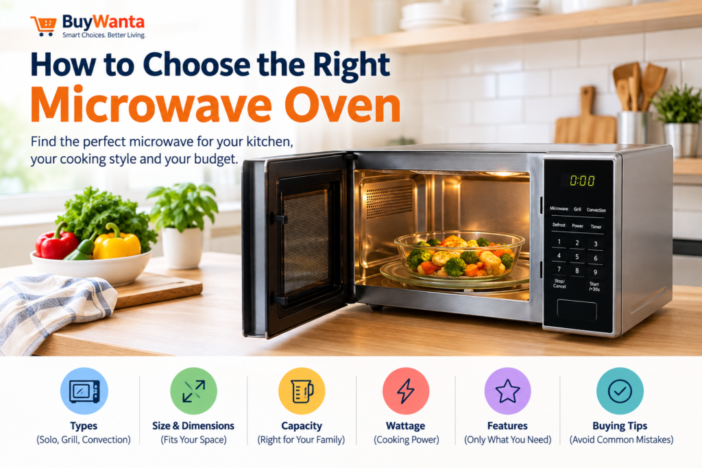 Modern microwave oven in a kitchen for choosing the right microwave